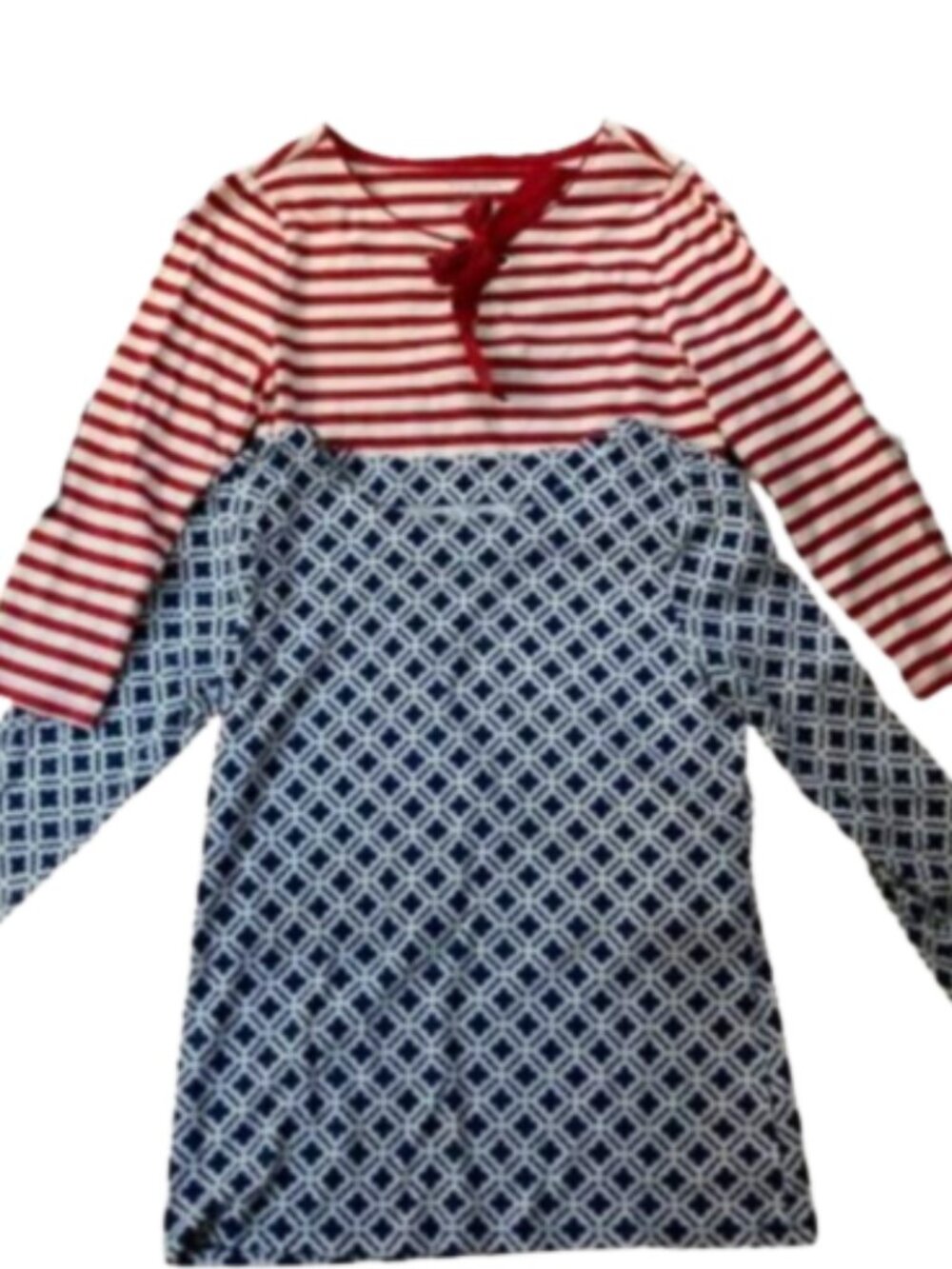 Talbots Bundle of TWO Tee Shirts Pima Cotton Knit Red White Blue Classic size XS
